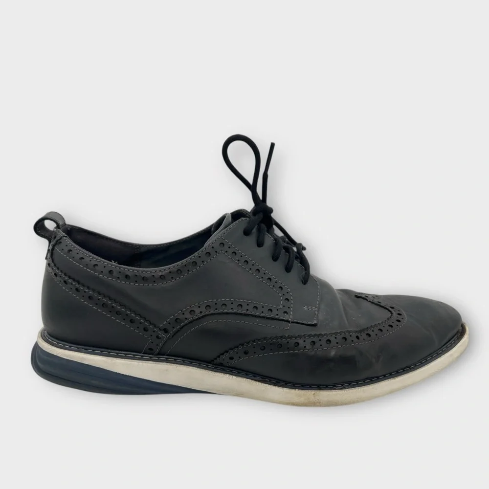 Cole Haan Black Oxford Dress Shoes with White Sole Mens Size 13 Fair Condition‎